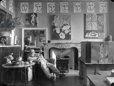 Henri Matisse in his villa Le reve, Vence, France, 1948. Photograph by Michel Sima